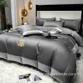 100% Cotton Patchwork+embroidery bedding set solid color